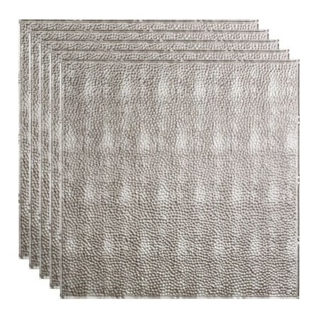 Fasade Border Fill - 23-3/4 X 23-3/4 PVC Lay In Tile In Crosshatch Silver -